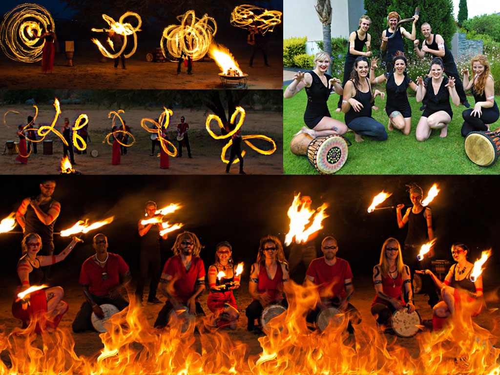 fire dancing and drumming show for upbeat corporate event shows